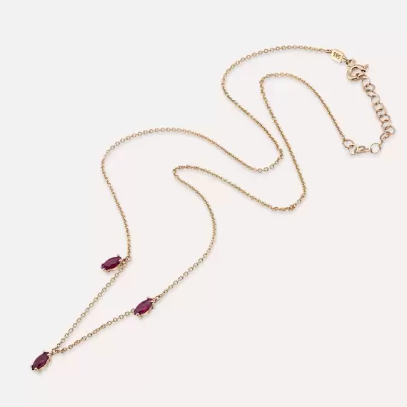 0.65 CT Marquise Cut Ruby Rose Gold Necklace - 4