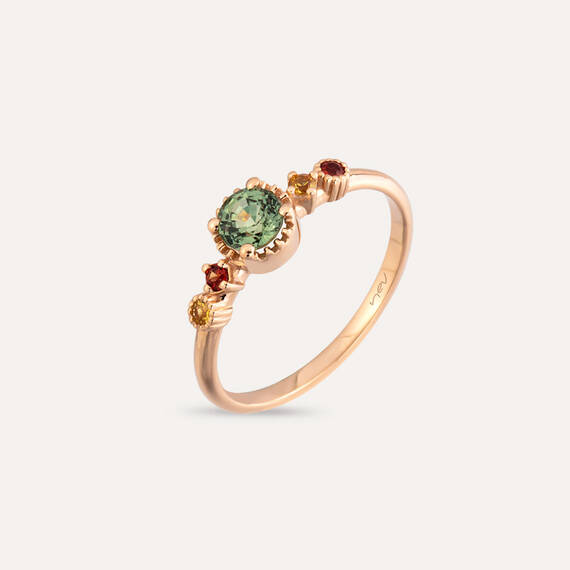0.65 CT Multicolor Sapphire Rose Gold Ring - 1