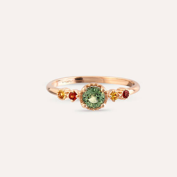 0.65 CT Multicolor Sapphire Rose Gold Ring - 4