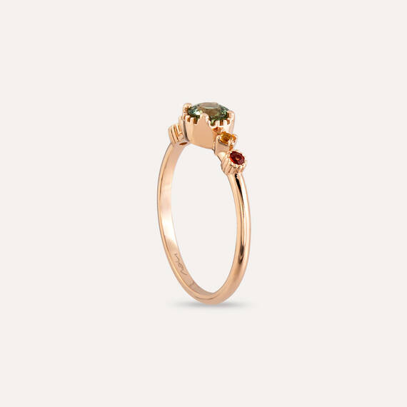 0.65 CT Multicolor Sapphire Rose Gold Ring - 3