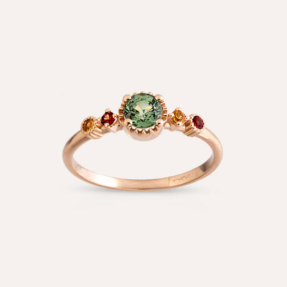 0.65 CT Multicolor Sapphire Rose Gold Ring - 2