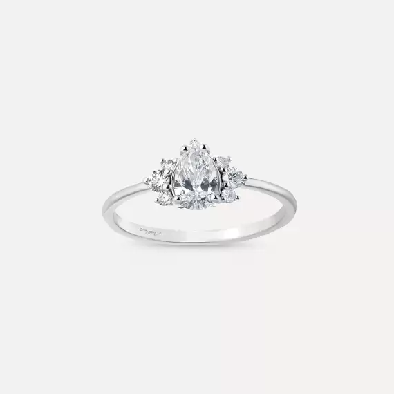 0.65 CT Pear Cut Diamond White Gold Ring - 1