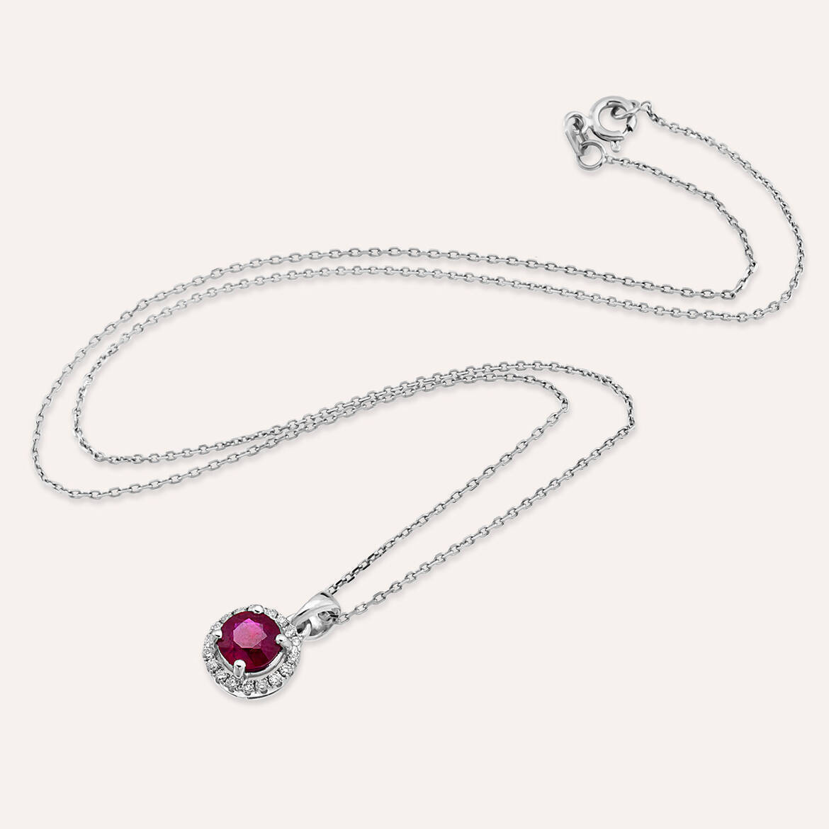 0.65 CT Ruby and Diamond White Gold Anturage Necklace