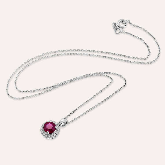 0.65 CT Ruby and Diamond White Gold Anturage Necklace - 3