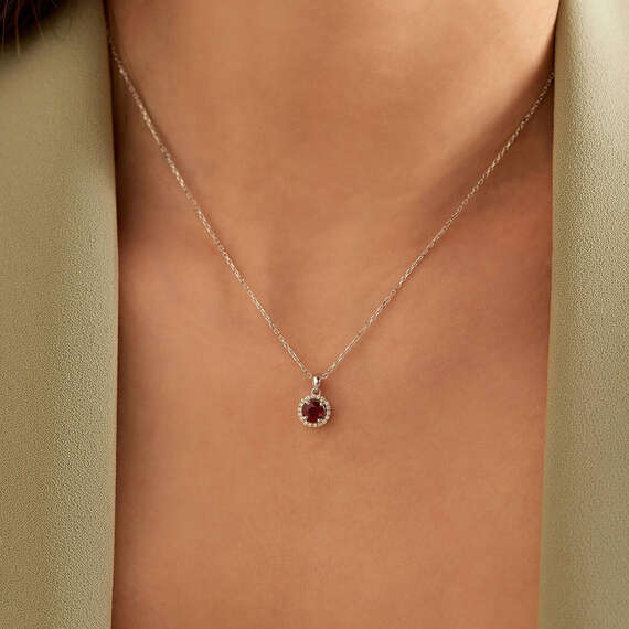 0.65 CT Ruby and Diamond White Gold Anturage Necklace - 2