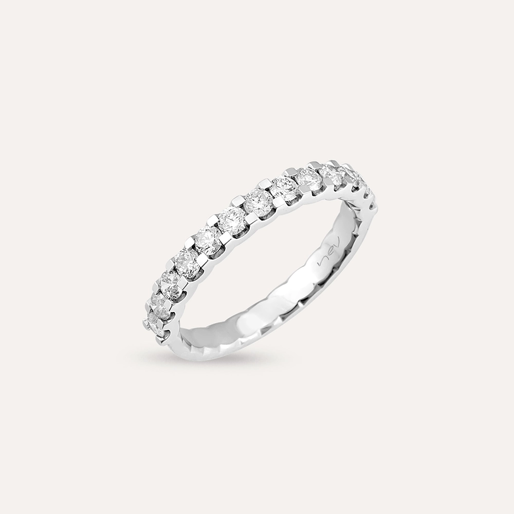 0.67 CT Diamond White Gold Half Eternity Ring - 2