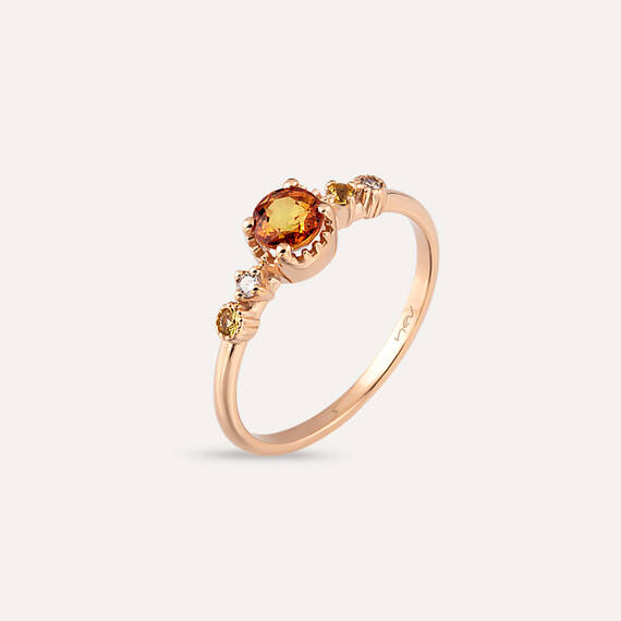 0.68 CT Multicolor Sapphire and Diamond Rose Gold Ring - 1