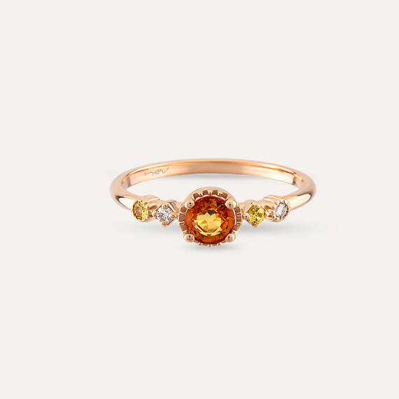 0.68 CT Multicolor Sapphire and Diamond Rose Gold Ring - 5