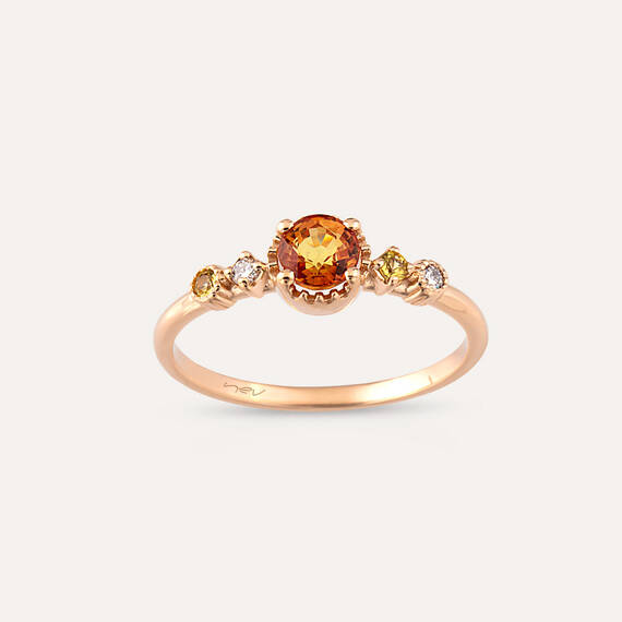 0.68 CT Multicolor Sapphire and Diamond Rose Gold Ring - 3