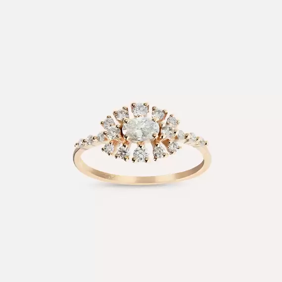 0.68 CT Oval Cut Diamond Rose Gold Ring - 1