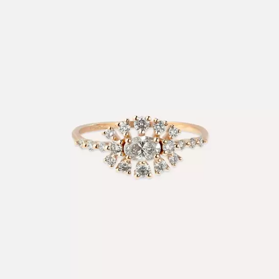 0.68 CT Oval Cut Diamond Rose Gold Ring - 4