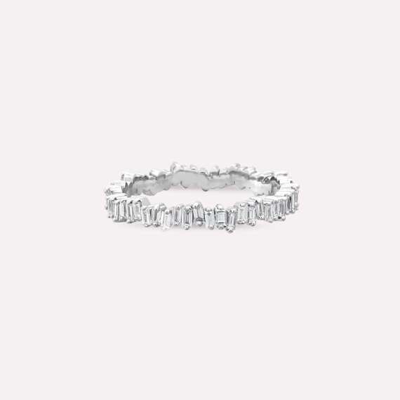 0.69 CT Baguette Cut Diamond White Gold Eternity Ring - 4