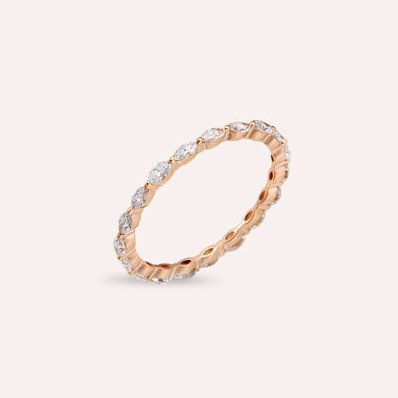 0.70 CT Marquise Cut Diamond Rose Gold Eternity Ring - 4