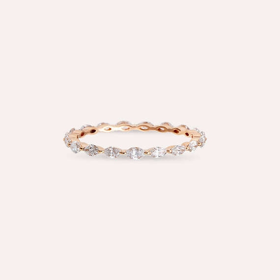 0.70 CT Marquise Cut Diamond Rose Gold Eternity Ring - 5