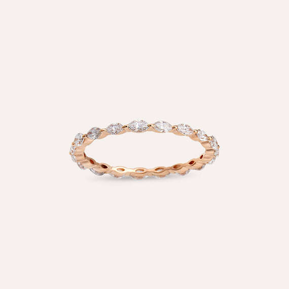 0.70 CT Marquise Cut Diamond Rose Gold Eternity Ring - 1