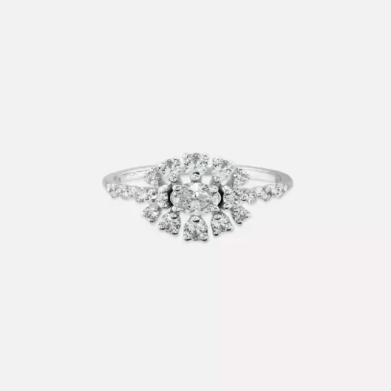 0.70 CT Oval Cut Diamond White Gold Ring - 4