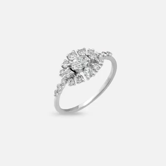 0.70 CT Oval Cut Diamond White Gold Ring - 3