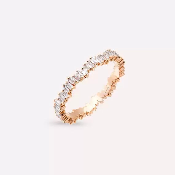 0.71 CT Baguette Cut Diamond Rose Gold Eternity Ring - 5