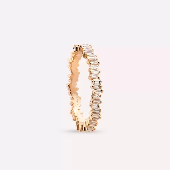 0.71 CT Baguette Cut Diamond Rose Gold Eternity Ring - 7