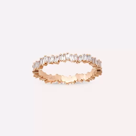 0.71 CT Baguette Cut Diamond Rose Gold Eternity Ring - 2