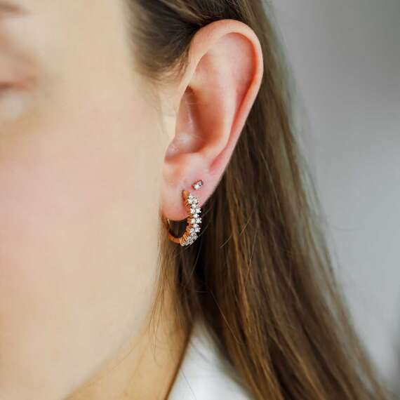 0.71 CT Diamond Rose Gold Earring - 2
