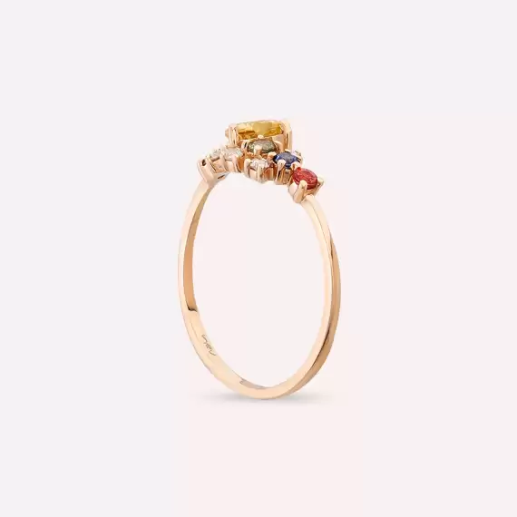 0.88 CT Multicolor Sapphire and Brown Diamond Rose Gold Ring - 6