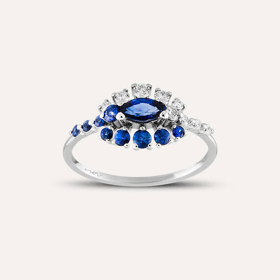 0.74 CT Sapphire and Diamond Ring - 1