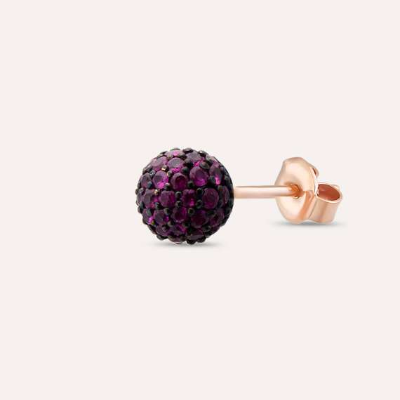0.75 CT Ruby Rose Gold Sphere Single Earring - 1