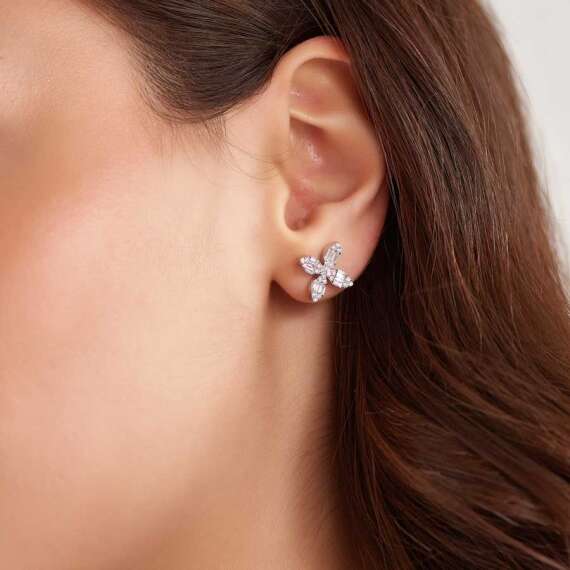 0.79 CT Baguette Cut Diamond White Gold Earring - 2