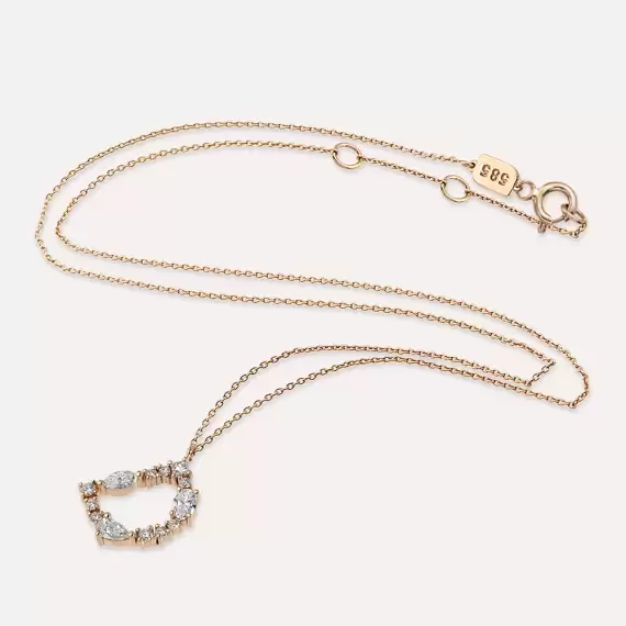 0.70 CT Damla ve Markiz Kesim Pırlanta Taşlı Rose Altın D Harf Kolye - 2