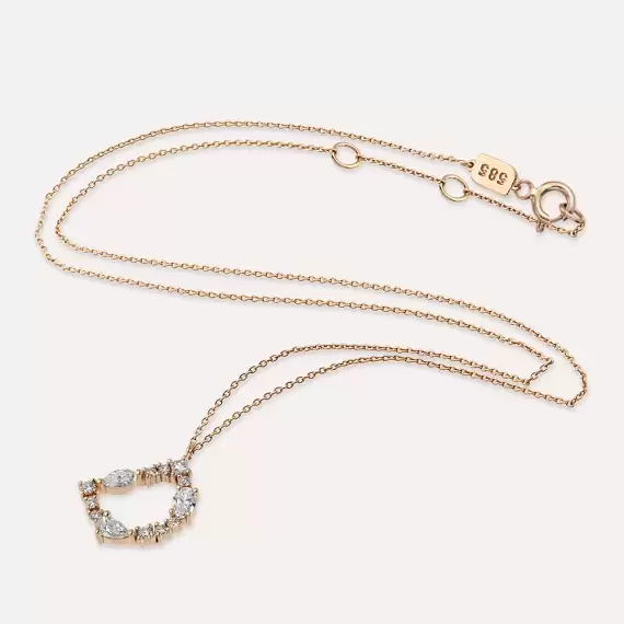 0.76 CT Pear and Marquise Cut Diamond Rose Gold D Letter Necklace - 2