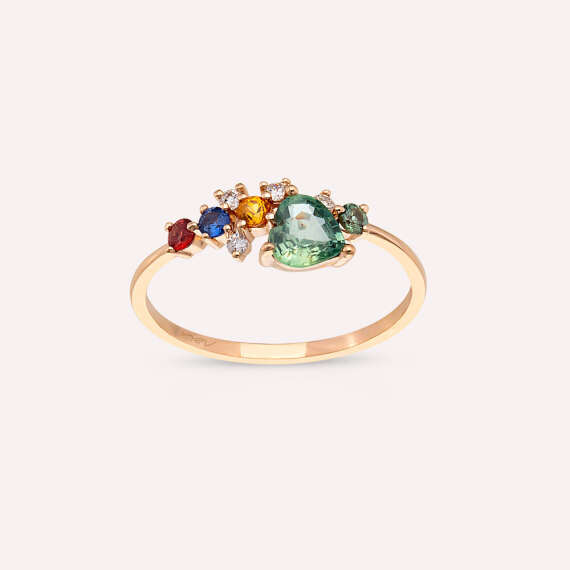 0.78 CT Multicolor Sapphire and Diamond Rose Gold Ring - 3