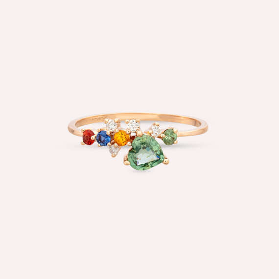 0.78 CT Multicolor Sapphire and Diamond Rose Gold Ring - 4