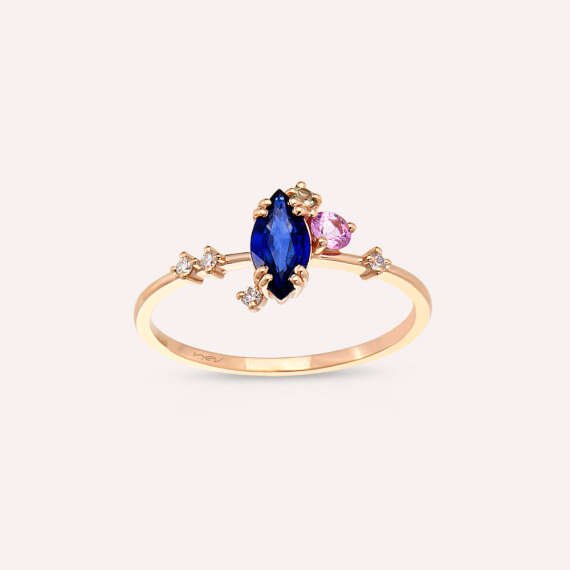 0.74 CT Sapphire and Diamond Rose Gold Ring - 1