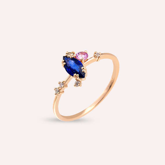 0.74 CT Sapphire and Diamond Rose Gold Ring - 3