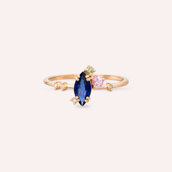 0.74 CT Sapphire and Diamond Rose Gold Ring - 4