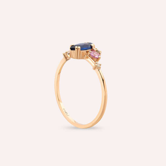 0.74 CT Sapphire and Diamond Rose Gold Ring - 5