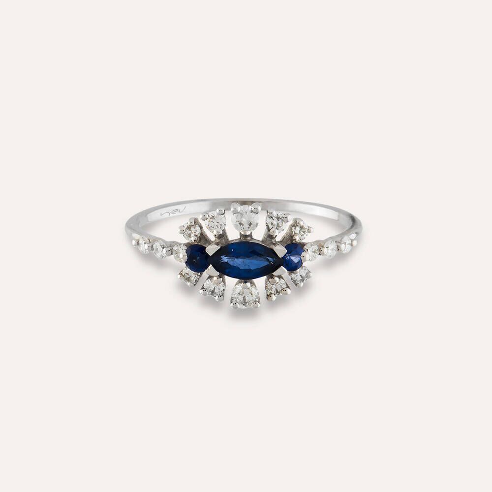 0.86 CT Diamond and Sapphire Ring