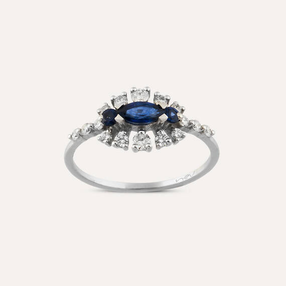 0.87 CT Diamond and Sapphire Ring - 2