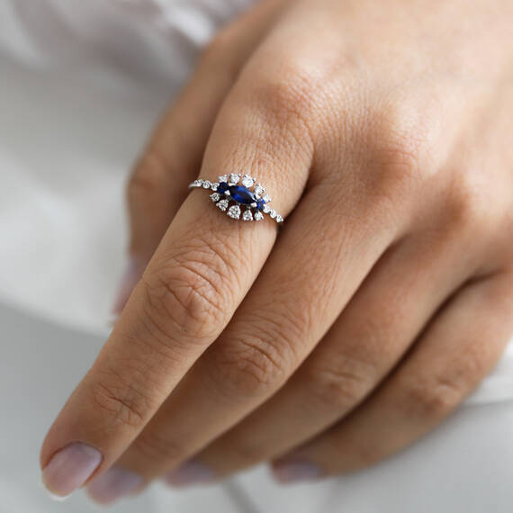 0.87 CT Diamond and Sapphire Ring - 1