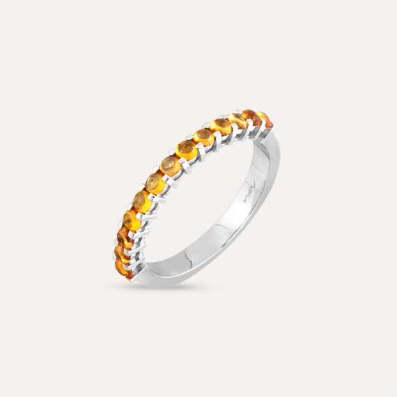 0.80 CT Yellow Sapphire White Gold Half Eternity Ring - 1