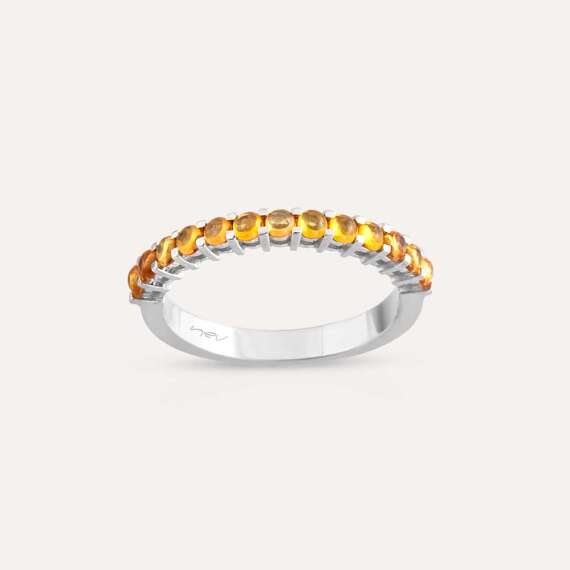 0.80 CT Yellow Sapphire White Gold Half Eternity Ring - 3