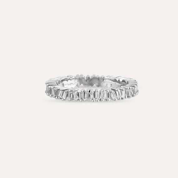 0.81 CT Baguette Cut Diamond White Gold Eternity Ring - 3