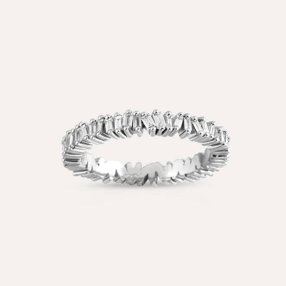 0.81 CT Baguette Cut Diamond White Gold Eternity Ring - 1