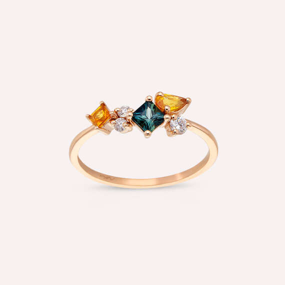 Lily 0.81 CT Multicolor Sapphire and Diamond Rose Gold Ring - 1