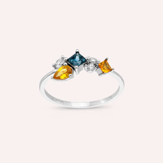 Lily 0.81 CT Multicolor Sapphire and Diamond White Gold Ring - 1
