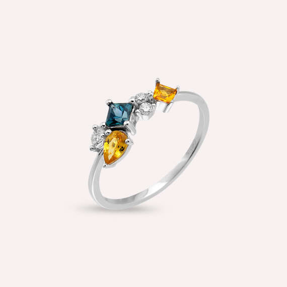 Lily 0.81 CT Multicolor Sapphire and Diamond White Gold Ring - 3