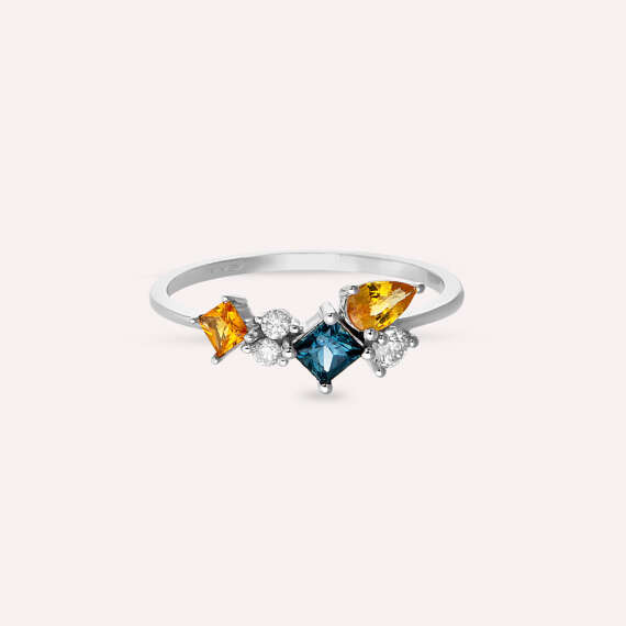 Lily 0.81 CT Multicolor Sapphire and Diamond White Gold Ring - 4