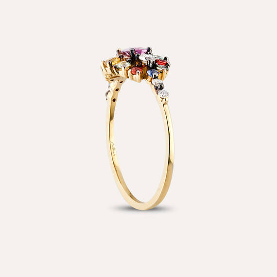 0.90 CT Multicolor Sapphire Rose Gold Ring - 5