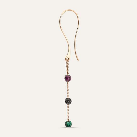 0.82 CT Black Diamond, Ruby and Emerald Long Single Earring - 1